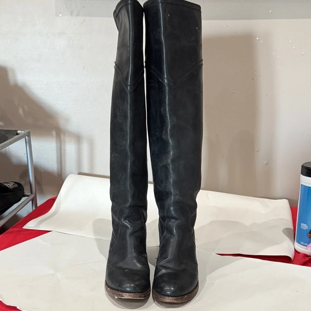 Frye Black Over the Knee Leather Boots